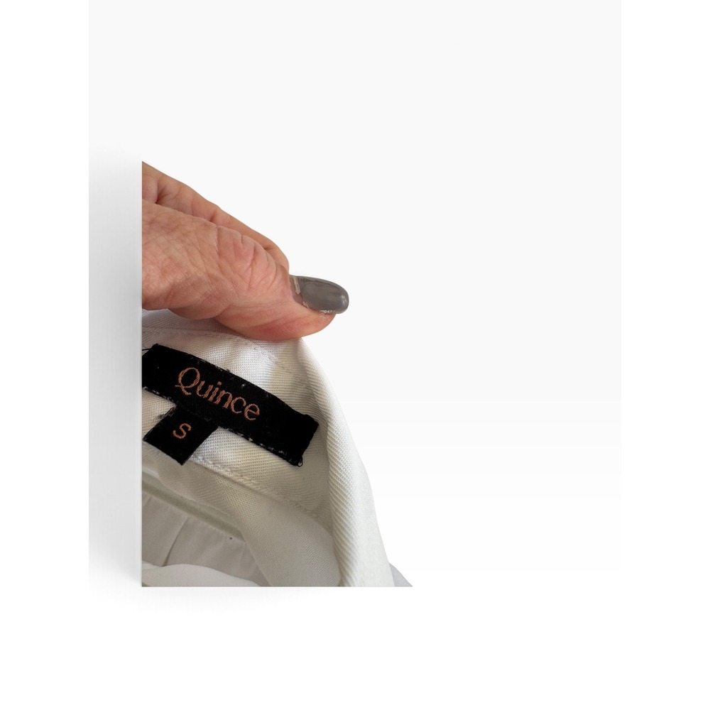 Quince Vintage Wash Tencel Camp Shirt White Women's S Relaxed Button Down - Picture 4 of 7